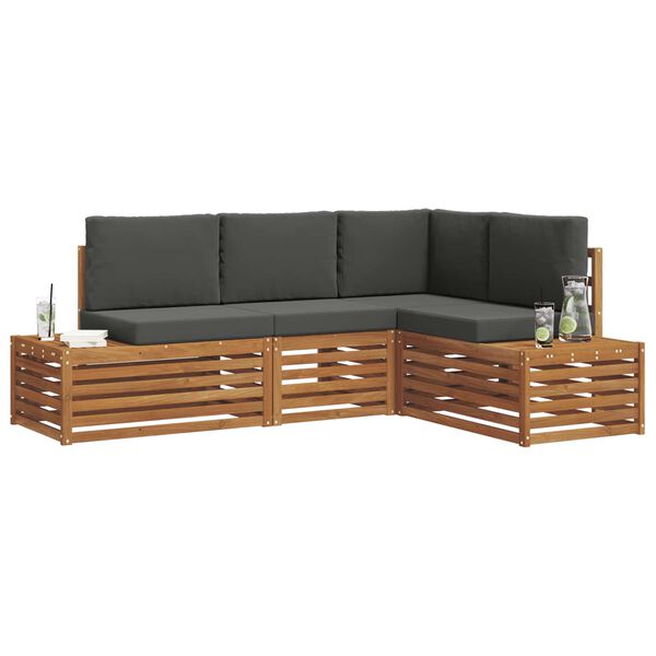 vidaXL Ensemble de canap&eacute;s d'ext&eacute;rieur 4 Pi&egrave;ce Naturel et Anthracite