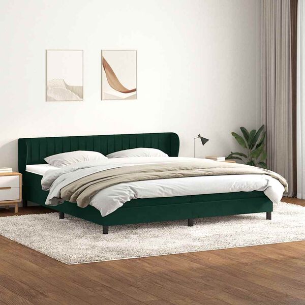 vidaXL Sommier &agrave; lattes de lit et matelas vert fonc&eacute; 180x210cm velours