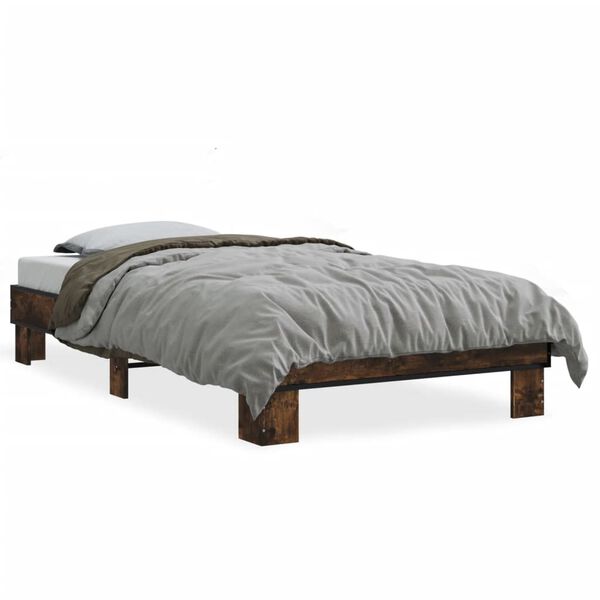vidaXL Cadre de lit sans matelas ch&ecirc;ne fum&eacute; 90x200 cm