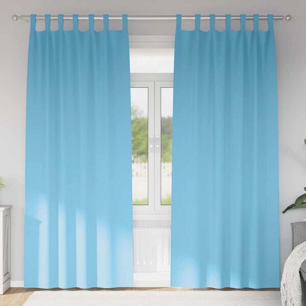 vidaXL Rideaux occultants avec anneaux 2 pcs Bleu clair 225 x 140 cm