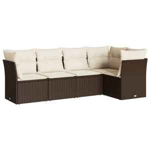 vidaXL Salon de jardin avec coussins 5 pcs marron r&eacute;sine tress&eacute;e