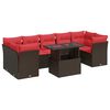 vidaXL Salon de jardin 8pcs avec coussins marron r&eacute;sine tress&eacute;e acacia