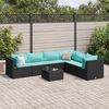vidaXL Salon de jardin 7 pcs avec coussins Noir Résine tressée