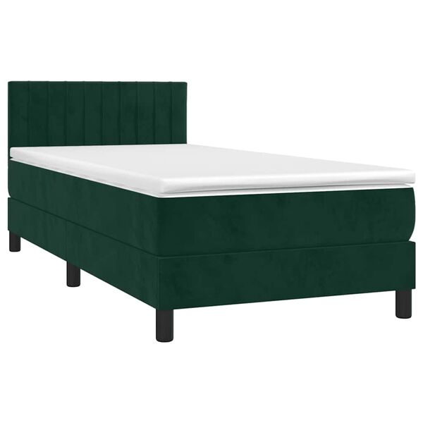 vidaXL Sommier &agrave; lattes de lit et matelas Vert fonc&eacute; 80x200 cm Velours