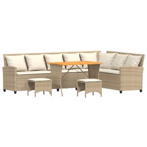 vidaXL Salon de jardin avec coussins forme de L 4 pcs beige polyrotin