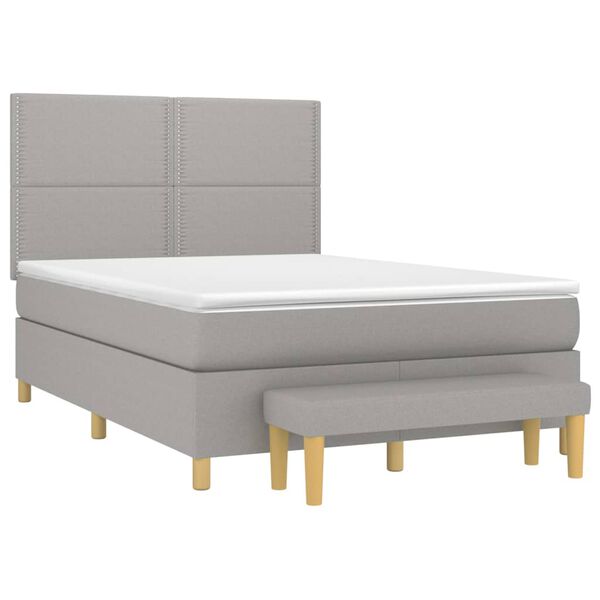vidaXL Sommier &agrave; lattes de lit avec matelas Gris clair 140x200cm Tissu