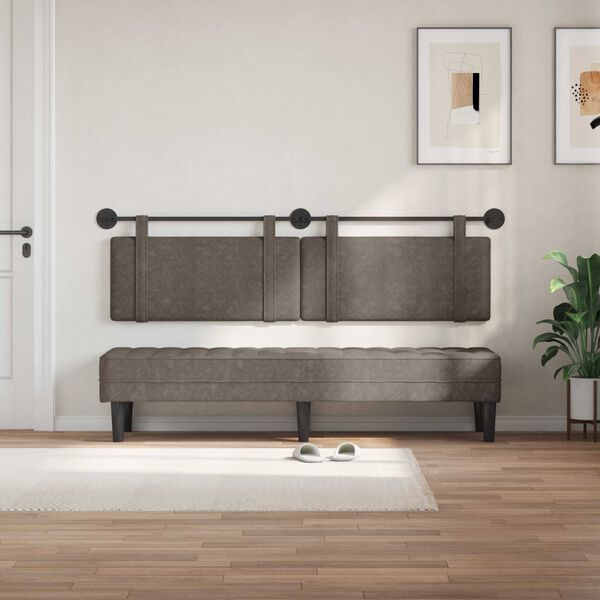 vidaXL T&ecirc;te de lit suspendue Uni Gris 190 x 55 x 5 cm PU antique