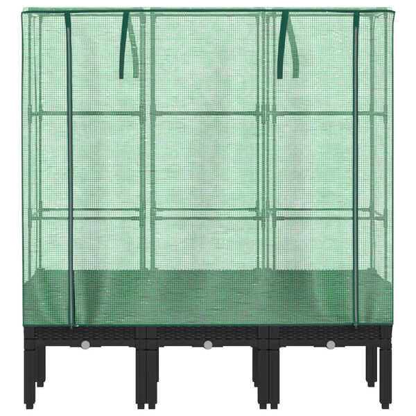 vidaXL Jardini&egrave;re sur&eacute;lev&eacute;e avec housse aspect rotin 120x40x140 cm