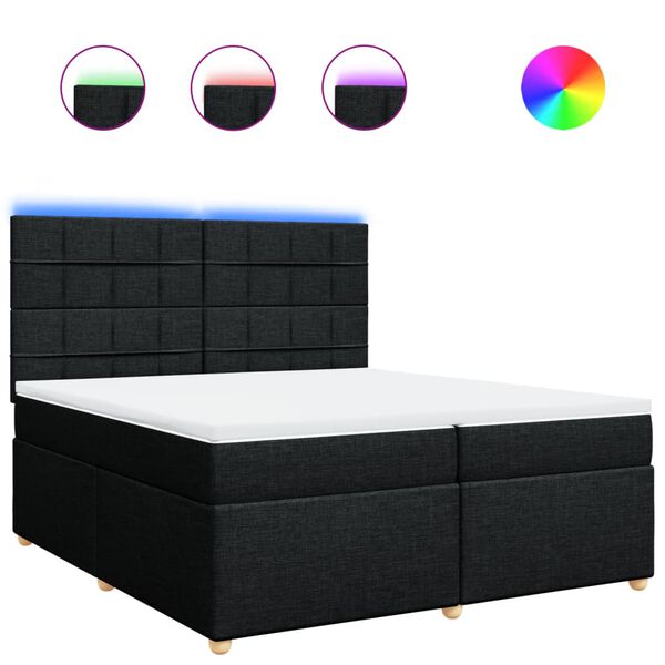 vidaXL Sommier &agrave; lattes de lit avec matelas Noir 200x200 cm Tissu
