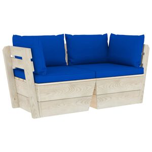 vidaXL Canap&eacute; palette &agrave; 2 places de jardin avec coussins Bois d'&eacute;pic&eacute;a