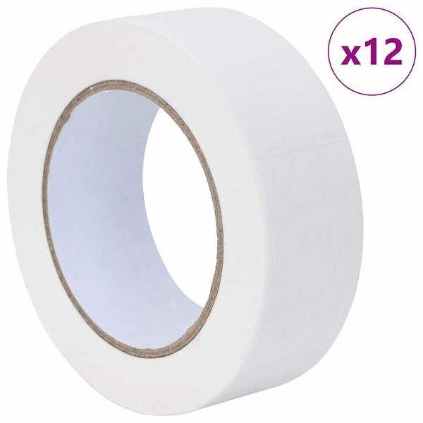 vidaXL Rubans de masquage pour peintre 12 pcs Blanc 38mm x 50m Papier