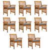 vidaXL Ensemble de 8 chaises de jardin avec coussins en bois d'acacia massif