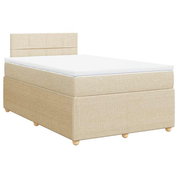 vidaXL Sommier &agrave; lattes de lit avec matelas Cr&egrave;me 120x200 cm Tissu