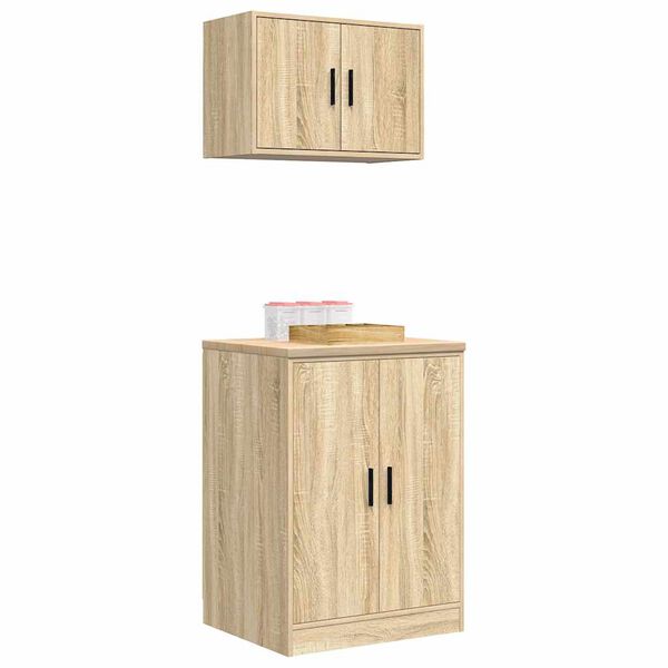vidaXL Armoires de garage 2 pcs chêne sonoma bois d'ingénierie