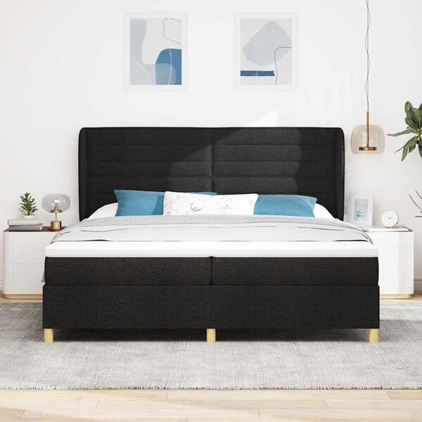 vidaXL Lit &agrave; ressorts avec matelas gris fonc&eacute; 90x190 cm Noir tissu