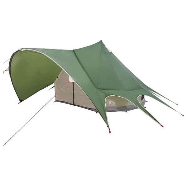vidaXL Tente tipi avec toit avec &eacute;vent Vert et gris 600 x 600 x 347 cm