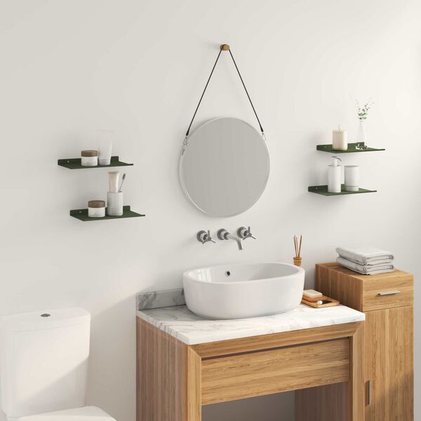 vidaXL &Eacute;tag&egrave;re flottante 4 pcs Vert olive 30 x 18 x 2,5 cm Acier