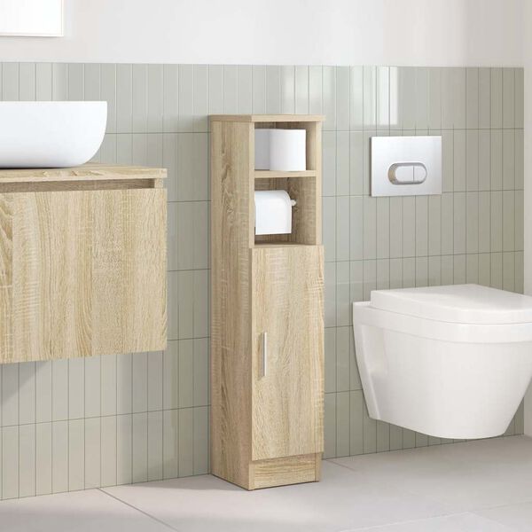 vidaXL Meuble de salle de bain avec porte-rouleau ch&ecirc;ne sonoma