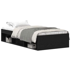 vidaXL Cadre de lit sans matelas en ch&ecirc;ne noir 75x190 cm bois d'ing&eacute;nierie
