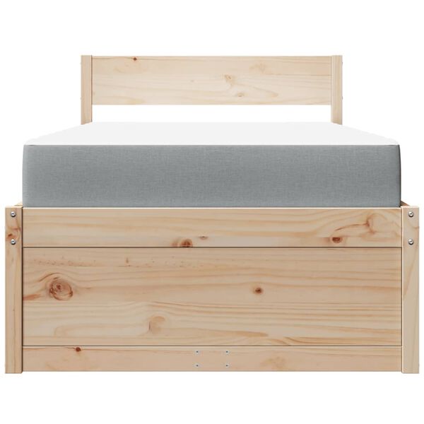 vidaXL Lit avec tiroirs et matelas 100x200 cm bois massif de pin