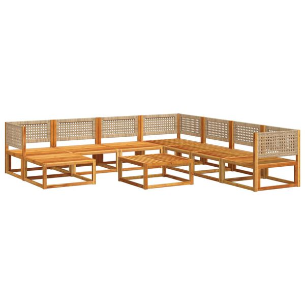 vidaXL Ensemble de canap&eacute;s de jardin 9 pi&egrave;ces avec coussins en bois d'acacia et rotin
