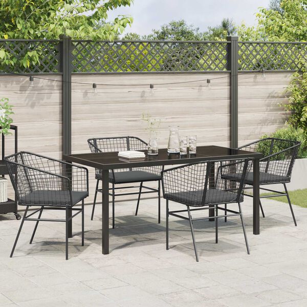 vidaXL Ensemble de salle &agrave; manger pour jardin 5 pcs Noir polyrotin