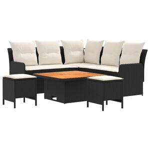 vidaXL Ensembles de meubles avec oreiller 6 pcs Noir et Cr&egrave;me Rotin PE