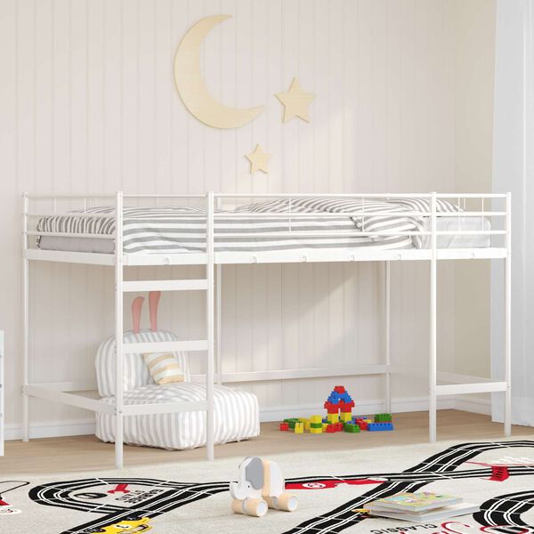 vidaXL Lit mezzanine pour enfants Blanc 100 x 200 cm Acier