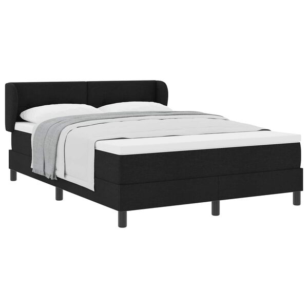 vidaXL Lit &agrave; ressorts avec matelas Noir 160 x 200 cm tissu