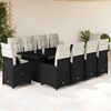 vidaXL Ensemble de bistro de jardin 11 pcs coussins noir poly rotin