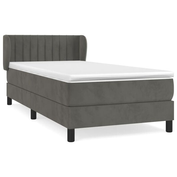 vidaXL Sommier &agrave; lattes de lit et matelas Gris fonc&eacute; 80x200 cm Velours