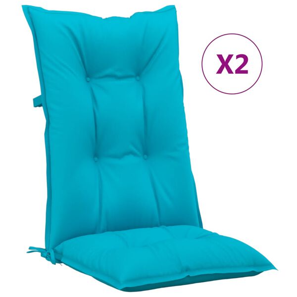 vidaXL Coussins de chaise de jardin &agrave; dossier haut lot de 2 turquoise