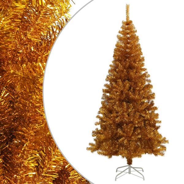 vidaXL Sapin de No&euml;l artificiel avec support Dor&eacute; 210 cm PET