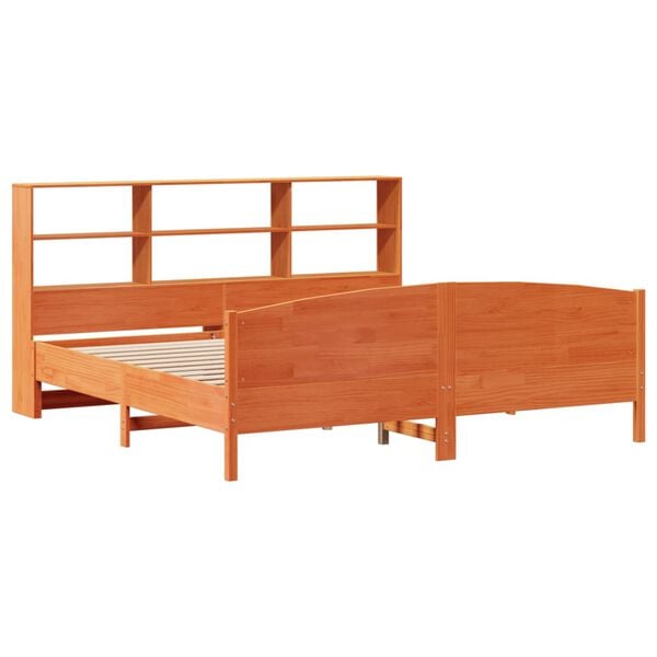 vidaXL Lit biblioth&egrave;que sans matelas cire marron 180x200 cm pin massif