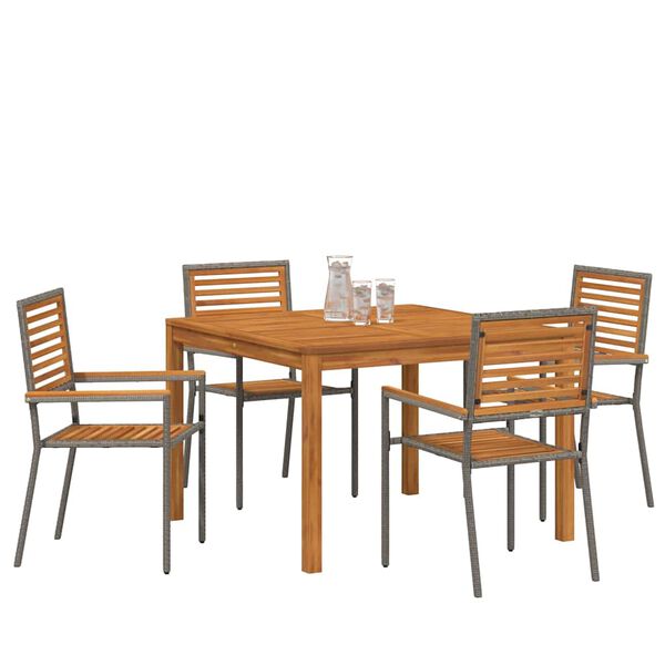 vidaXL Ensemble de salle à manger pour jardin 5 pcs Gris Poly rotin