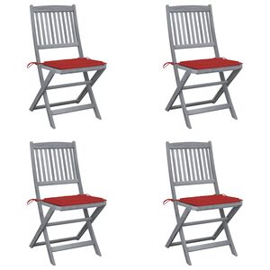vidaXL Chaises pliantes 4 pi&egrave;ces avec coussins en bois d'acacia massif