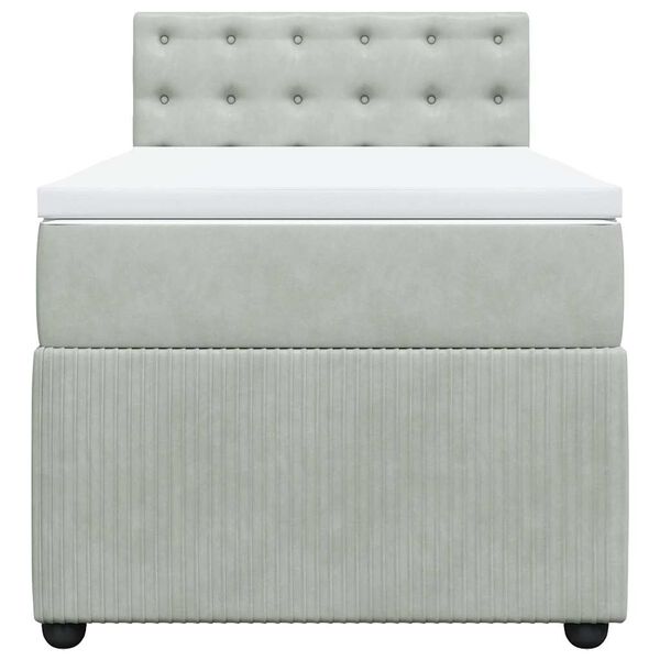 vidaXL Sommier &agrave; lattes de lit et matelas Gris clair 80x200 cm Velours