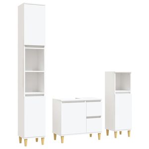 vidaXL Ensemble d'armoires salle de bain 3 pcs blanc bois d'ing&eacute;nierie