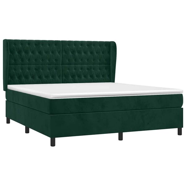 vidaXL Sommier &agrave; lattes de lit et matelas Vert fonc&eacute; 160x200cm Velours