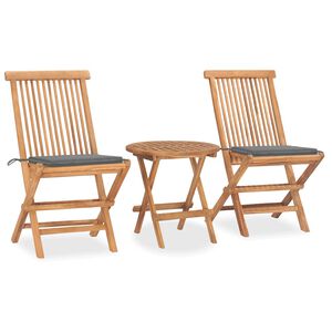 vidaXL Ensemble &agrave; manger d'ext&eacute;rieur pliable avec coussin 3 pcs Teck
