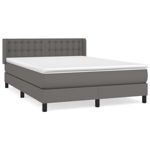 vidaXL Sommier &agrave; lattes de lit avec matelas Gris 140x200 cm Similicuir
