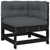 vidaXL Canap&eacute; d'angle avec coussins noir bois de pin solide