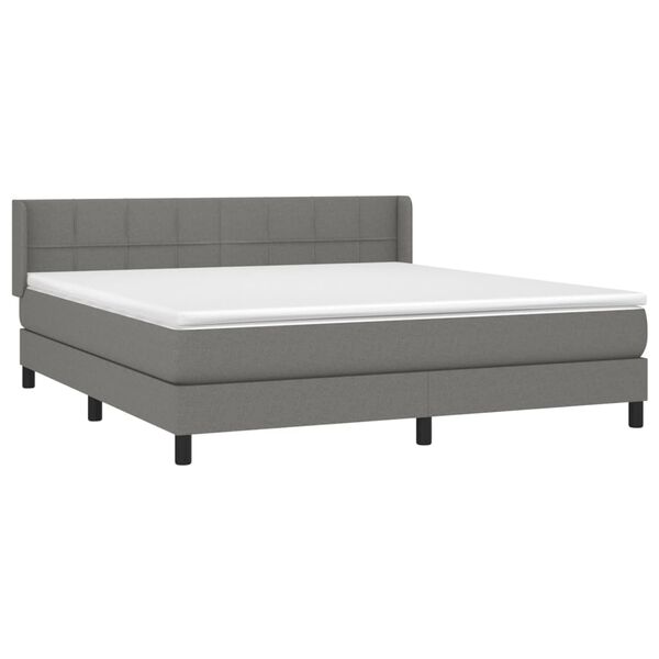 vidaXL Sommier &agrave; lattes de lit avec matelas Gris fonc&eacute; 160x200cm Tissu