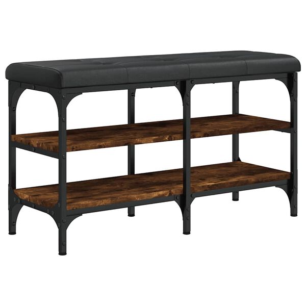 vidaXL Banc &agrave; chaussures ch&ecirc;ne fum&eacute; 82x32x47 cm Bois d'ing&eacute;nierie
