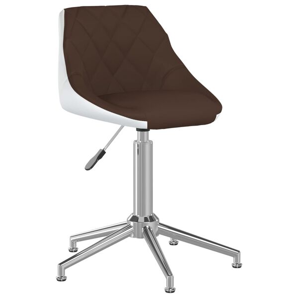 vidaXL Chaise pivotante de salle &agrave; manger Marron et blanc Similicuir