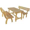 vidaXL Table de brasserie avec 2 banquettes Pin&egrave;de impr&eacute;gn&eacute;e