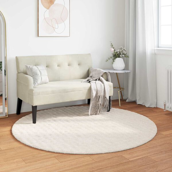 vidaXL Tapis de surface Rond SIROLO Cr&egrave;me &Oslash; 120 CM Polyester