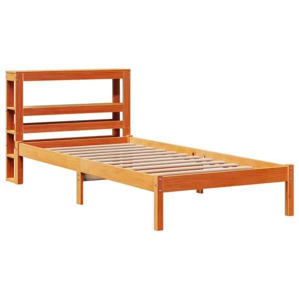 vidaXL Cadre de lit avec t&ecirc;te de lit sans matelas cire marron 90x200cm