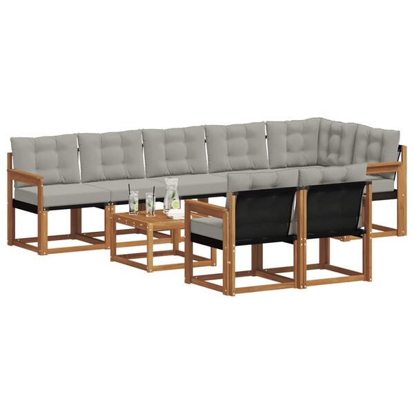 vidaXL Ensemble de canap&eacute;s d'ext&eacute;rieur 9 pcs Gris Naturel et Clair