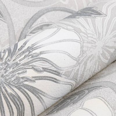 vidaXL Papier peint 3D motif de fleur gris